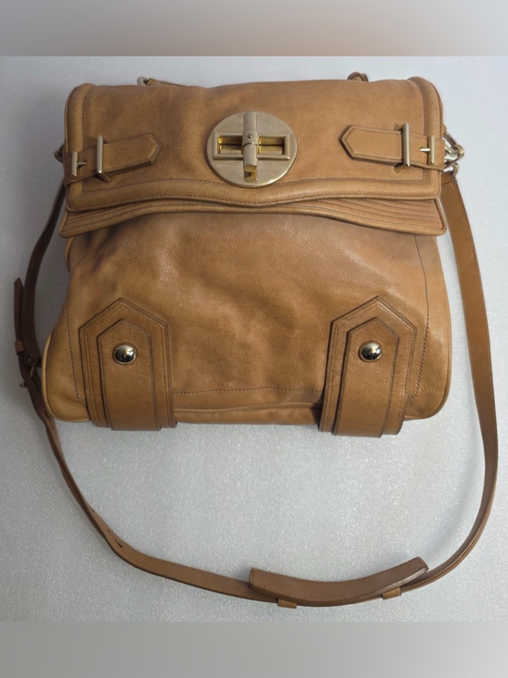 RARE Reed Krakoff Boxer Bag Leather Shoulder Satchel Large Turn Lock Designer